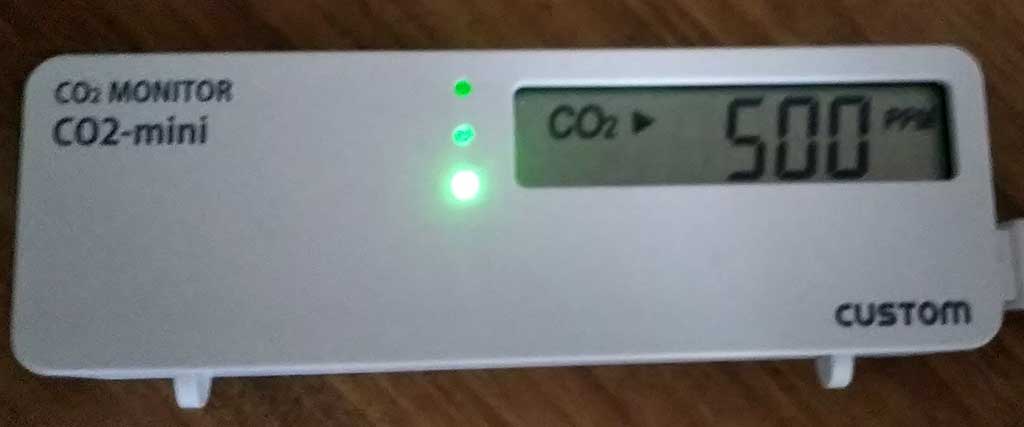 CO2モニター CO2-miniの二酸化炭素濃度表示